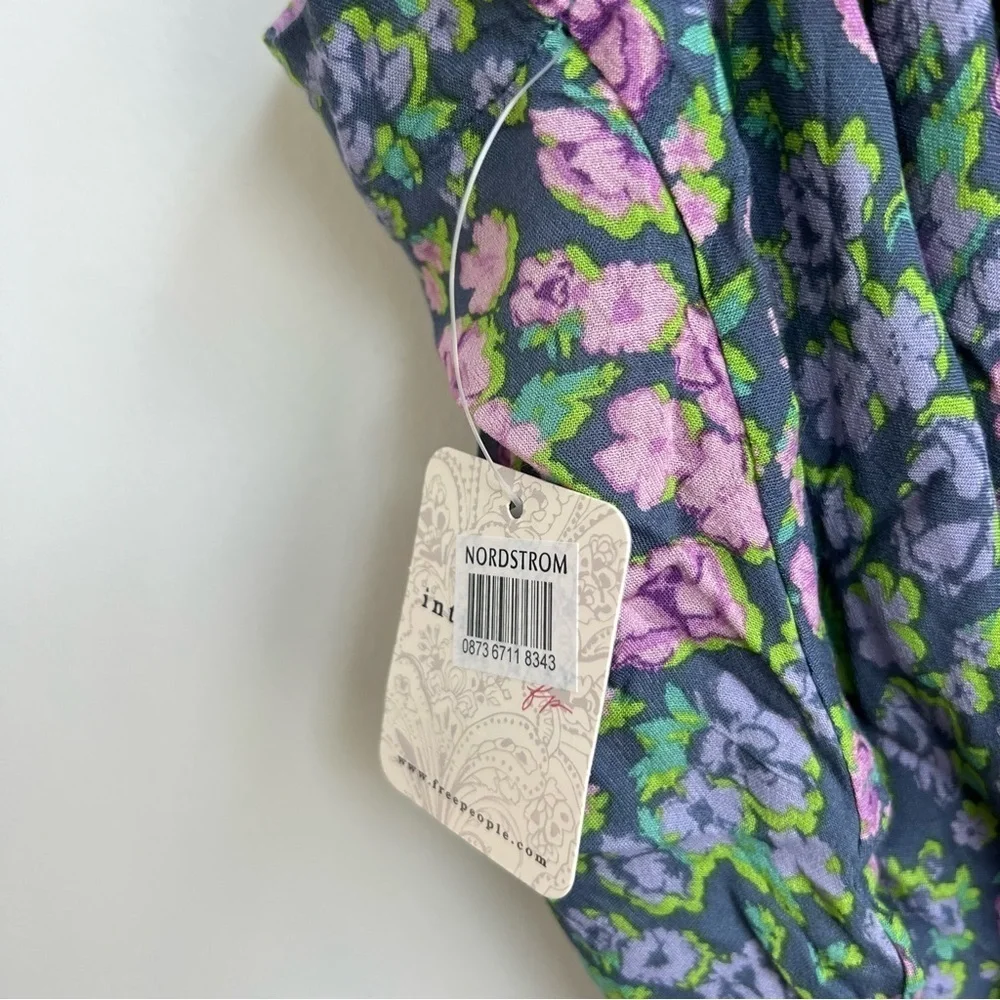 NWT Free People Bare It All Bodysuit Chambray Combo Floral Draped Boho top